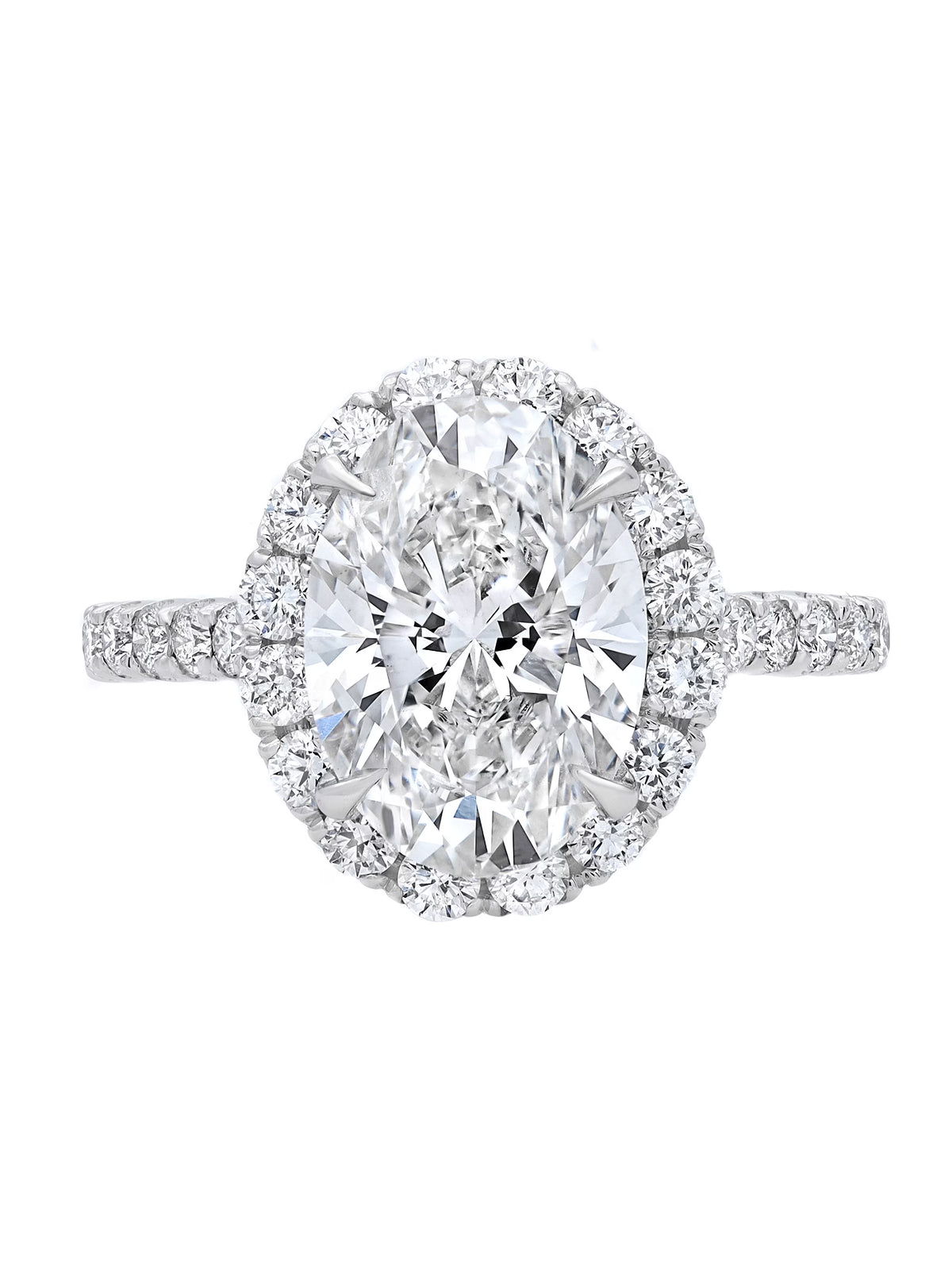 Oval Cut Diamond Engagement Ring 18K White Gold SZ 6 W933