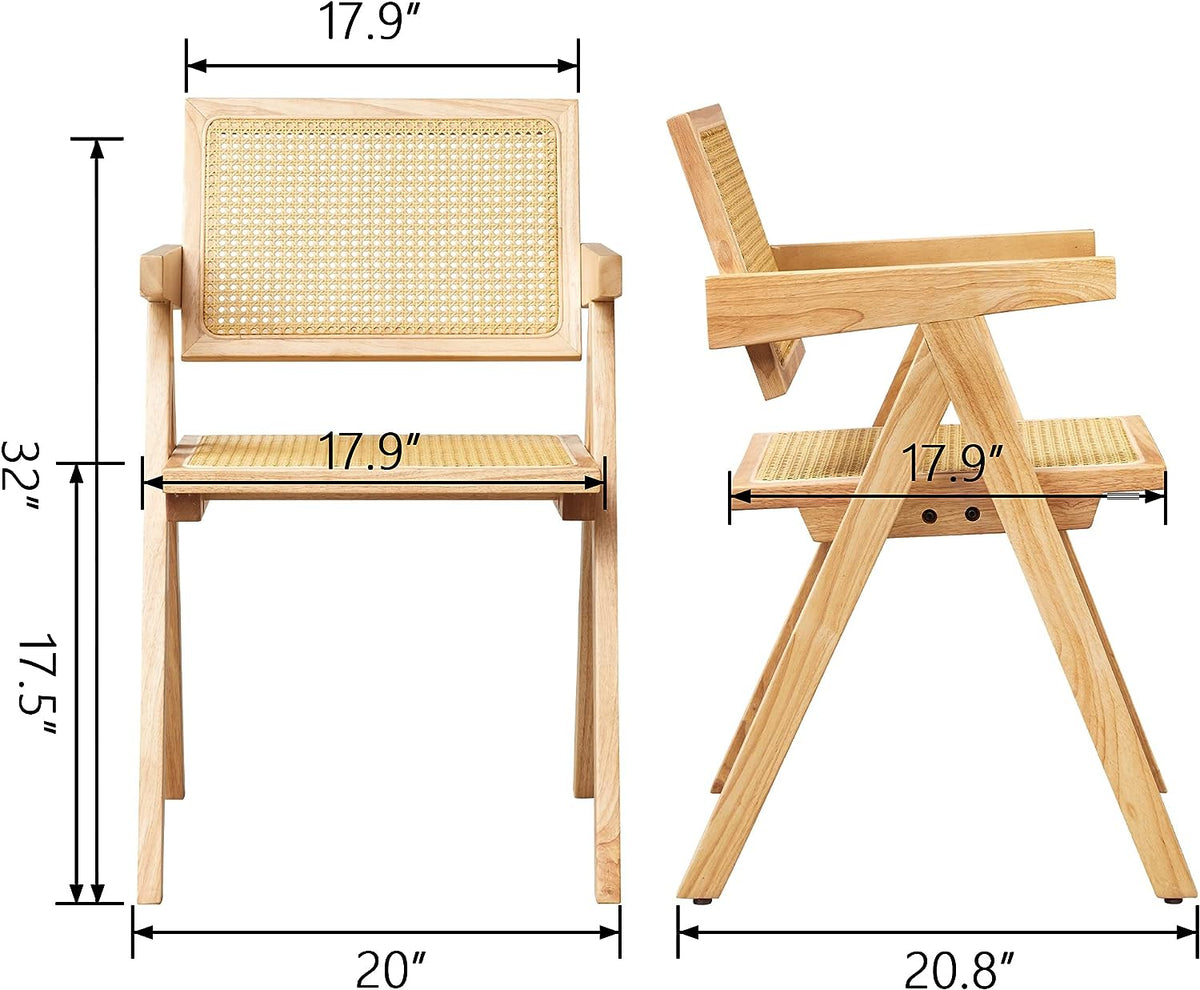 Rattan Cane Dining Chair with Wood Base H779326