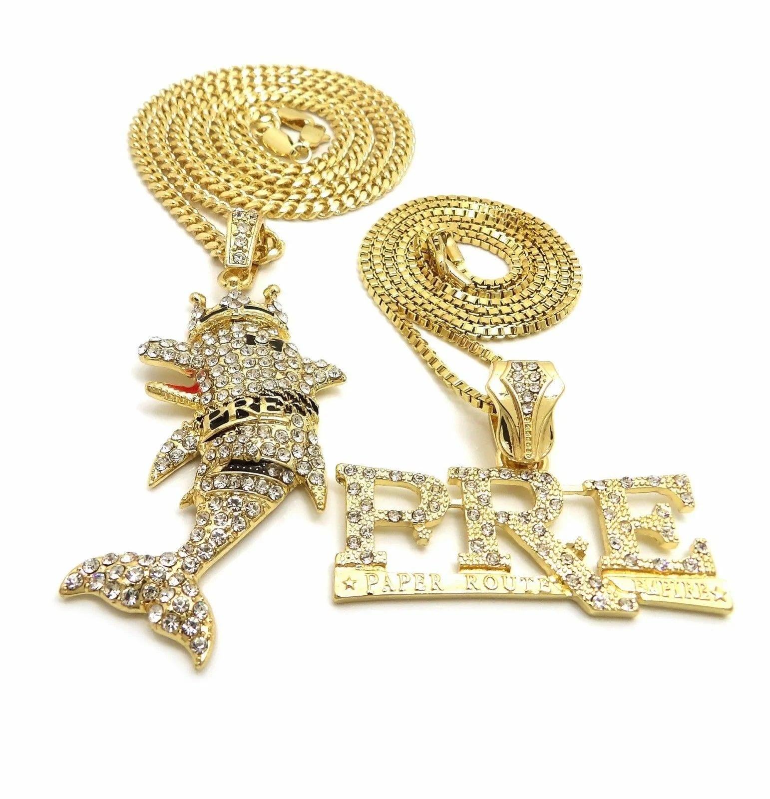 Iced Gold Plated Cubic Zirconia Pendant & Cuban Chain Necklace U55574