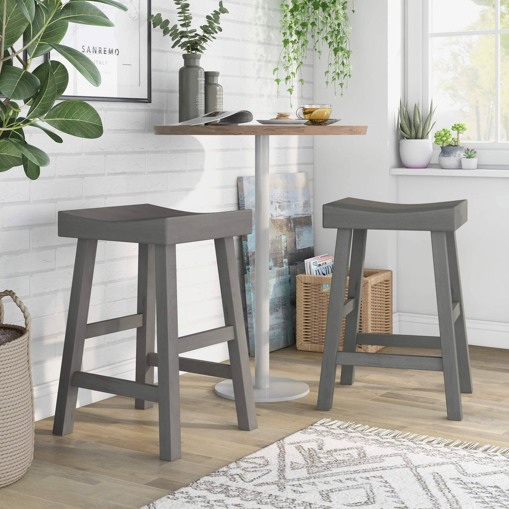 Saddle Stool (Set of 2) - Antique Grey K6260