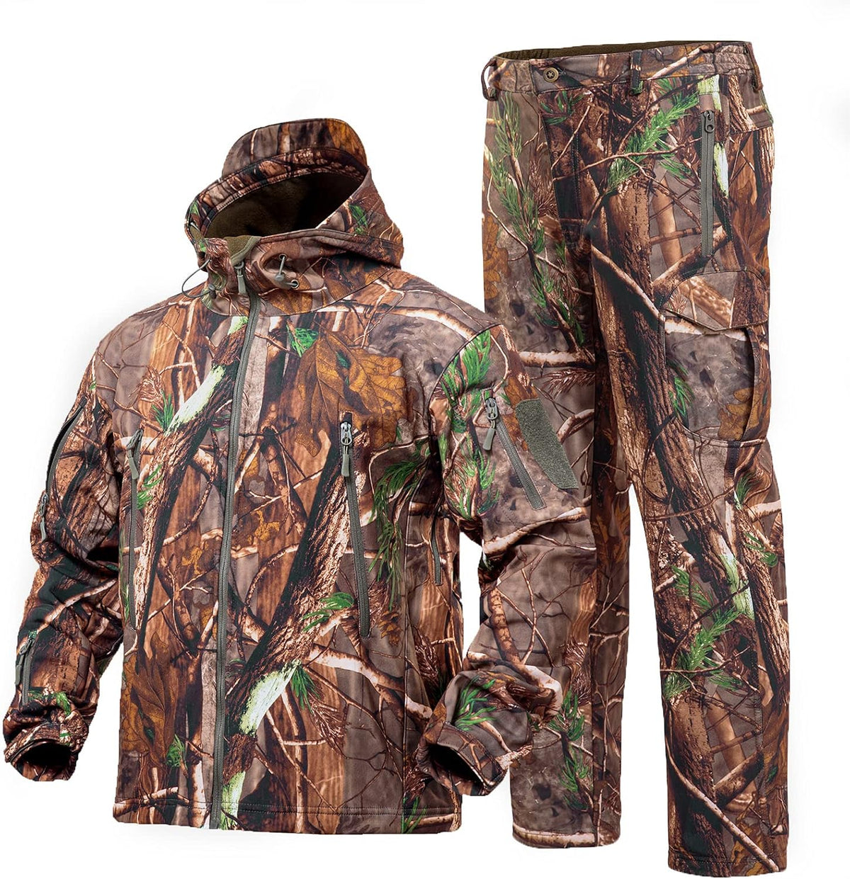 Camouflage Hunting Hoodie Jacket and Pants Windproof Coat J2331