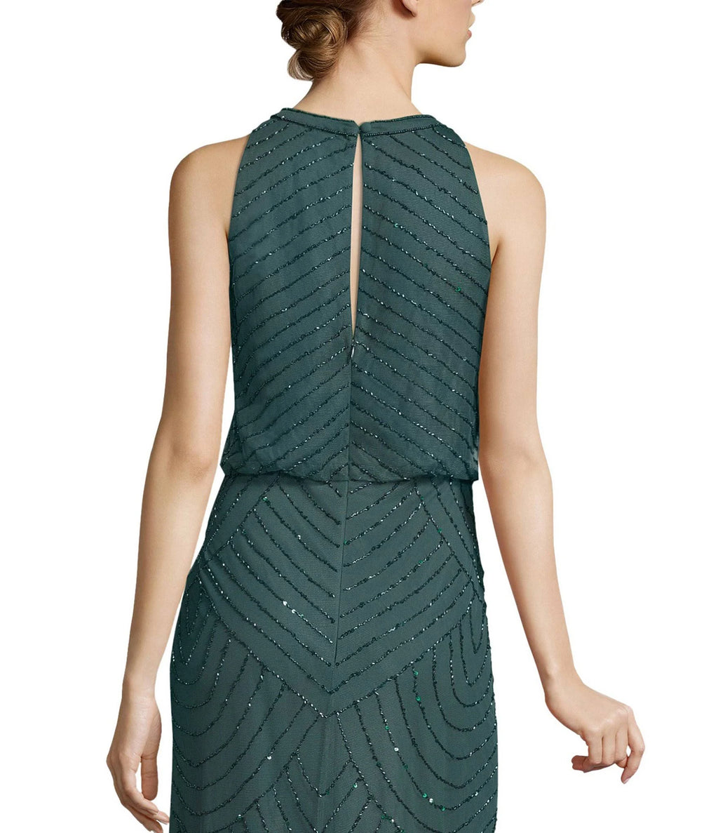 Beaded Keyhole Back Halter Gown E342231