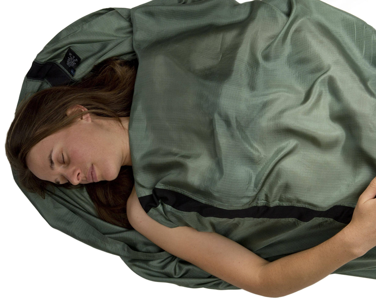 Navy Blue Silk Rectangular Sleeping Bag Liner O578
