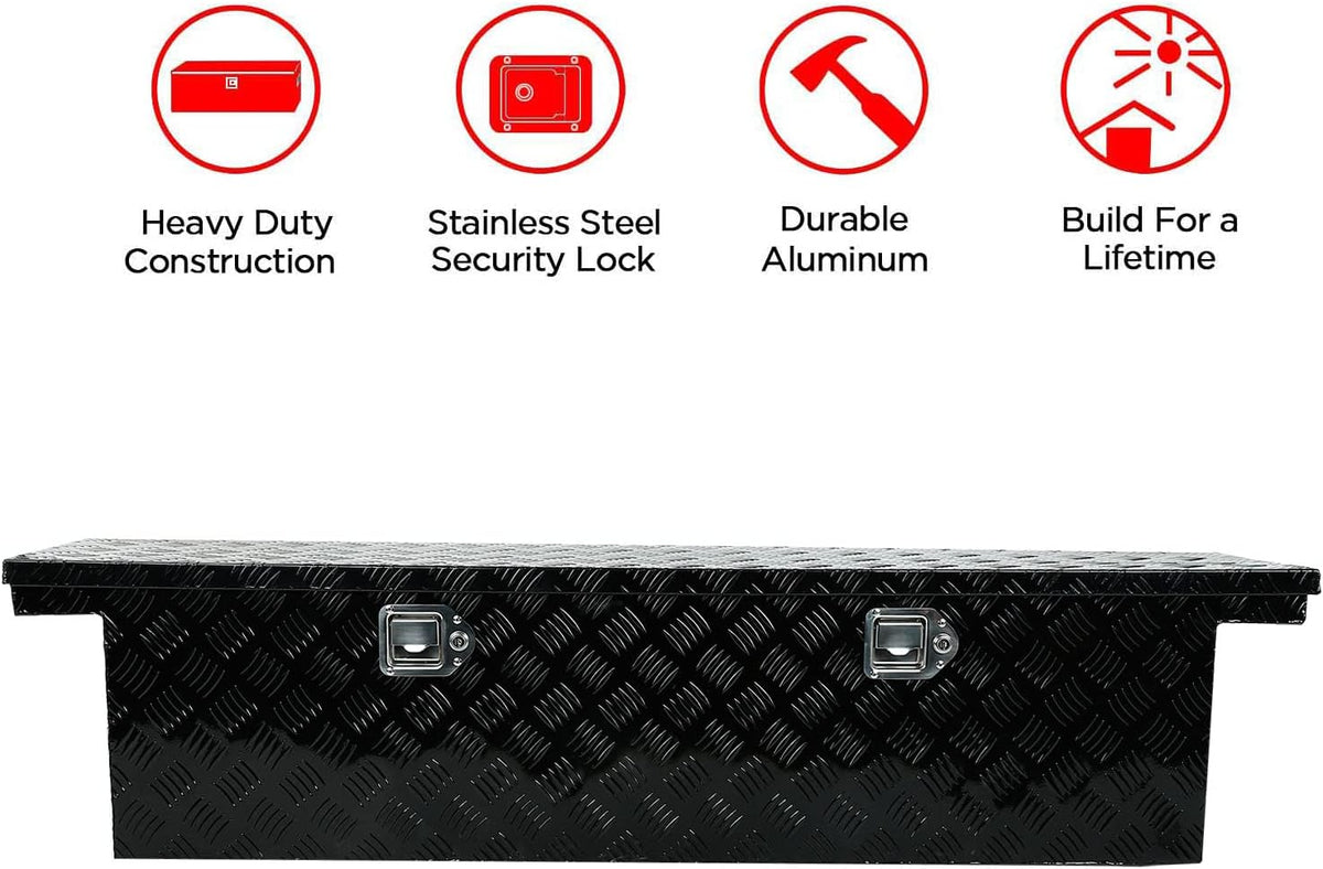 Black Aluminum Heavy Duty Truck Bed Tool Box with Lock & Keys U99693