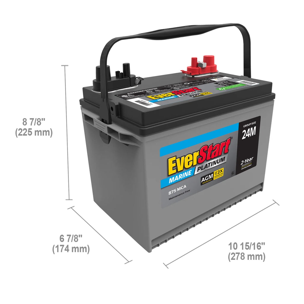 AGM Marine and RV Deep Cycle Battery Group Size 24M, 12 Volt 875 MCA Y173