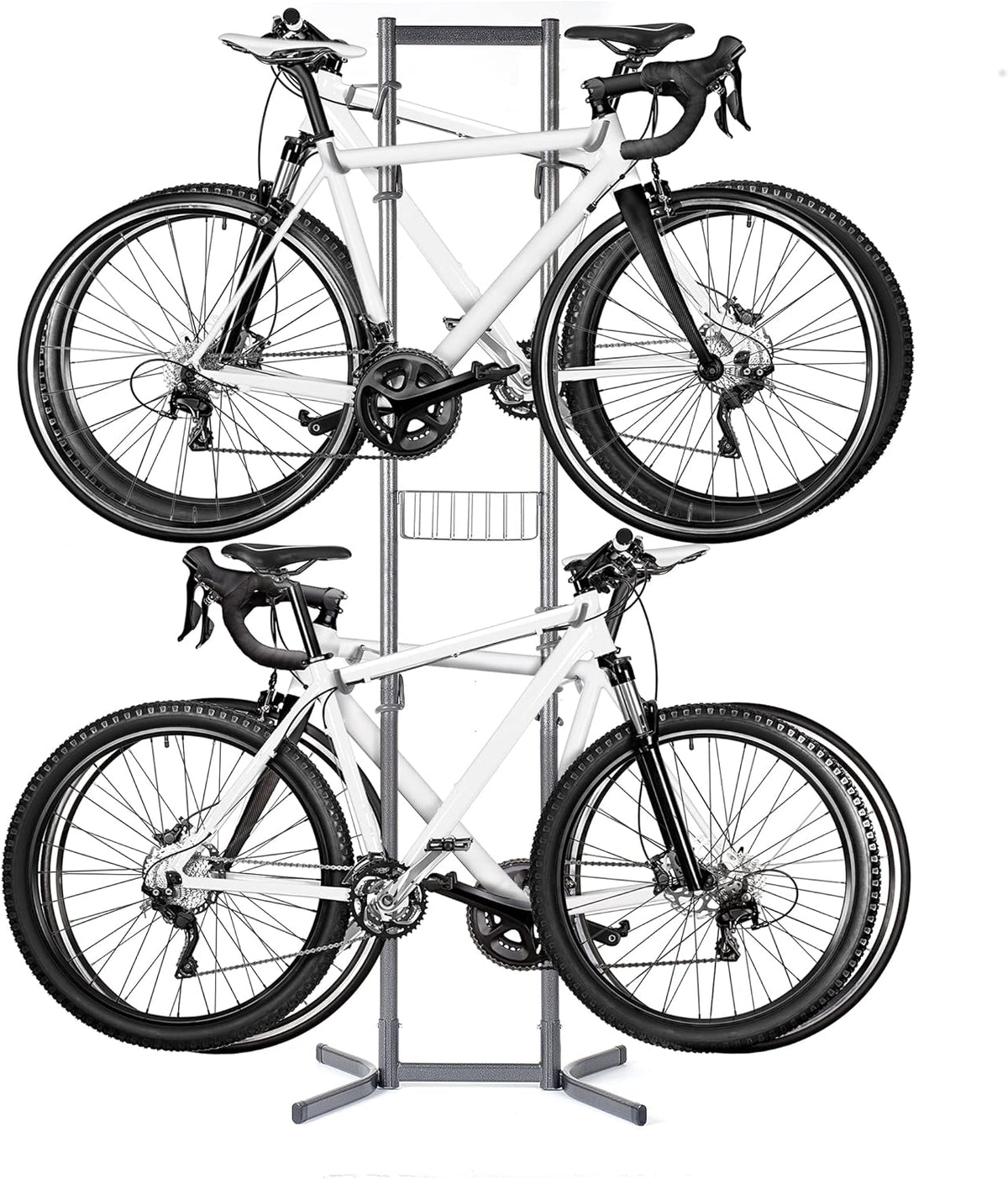 4 Bike Rack Garage - Bike Storage Rack with Basket - Vertical Bike Rack - Freestanding Wall Bike Rack Holds Up to 160 lbs B253917