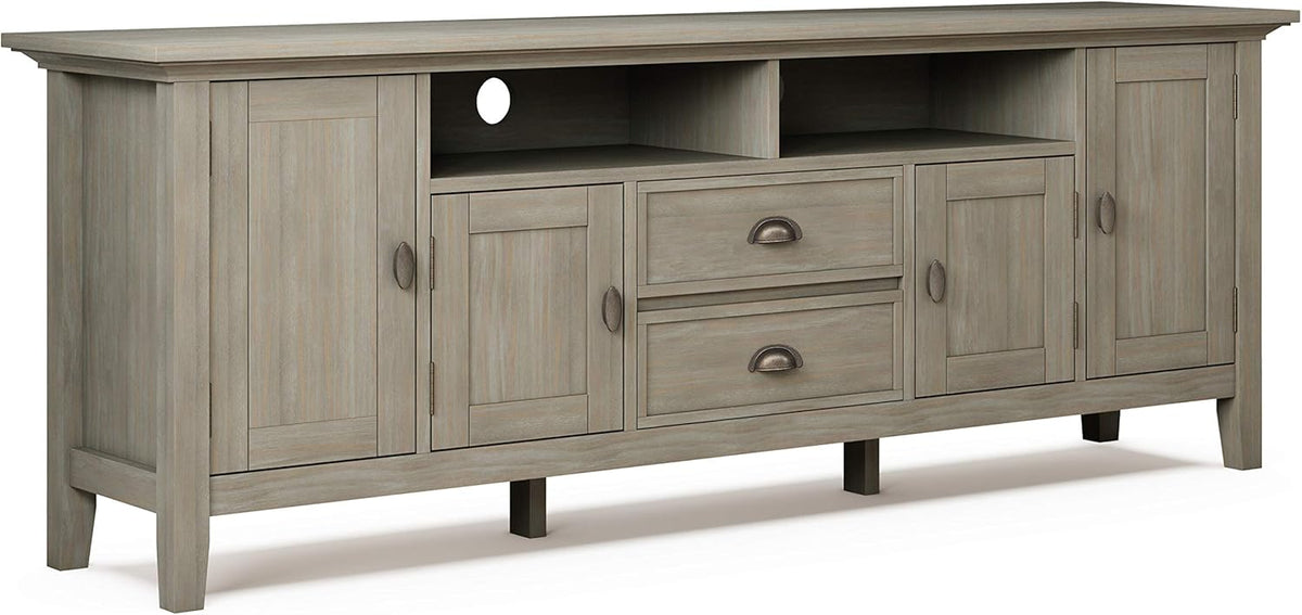 72 inch Solid Wood TV Media Stand Farmhouse Grey I58977