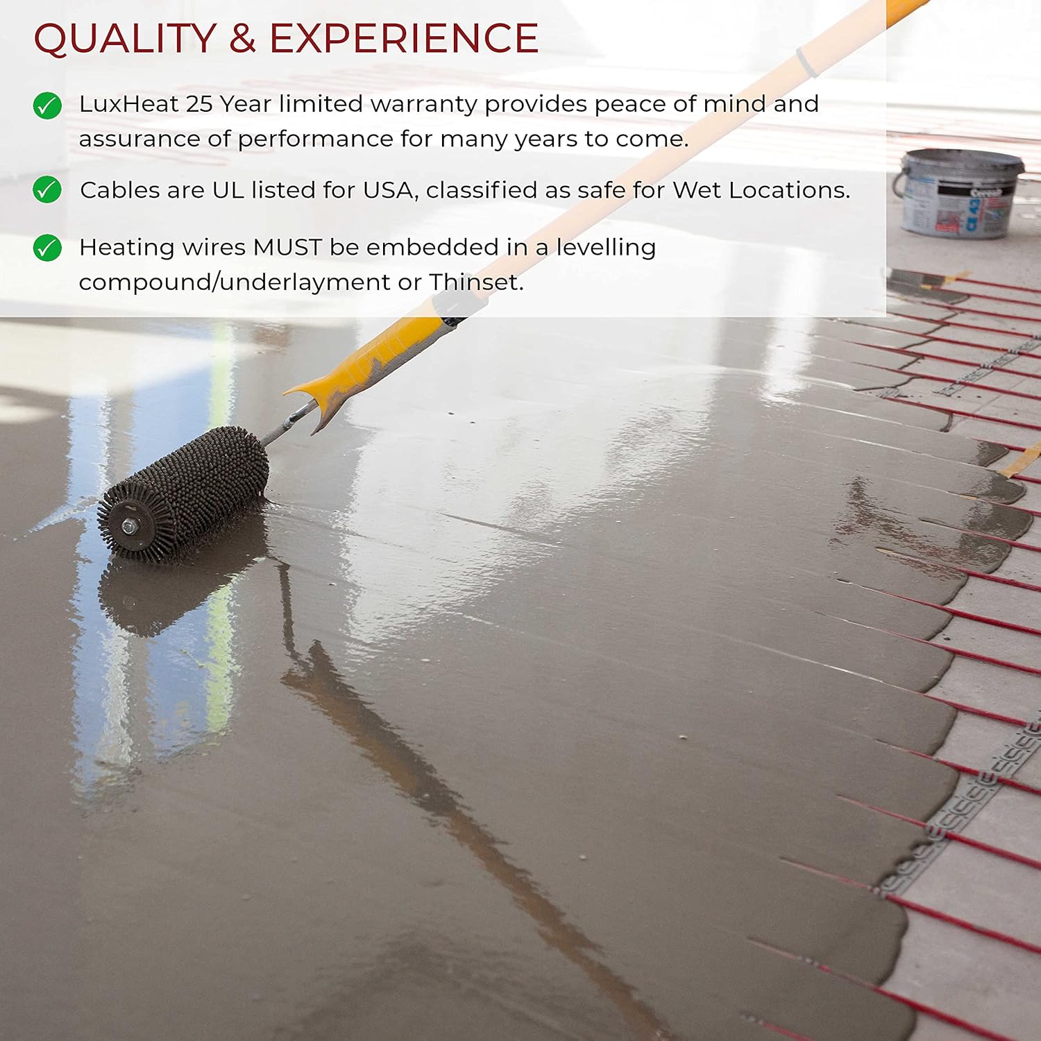 Floor Heating Cable Set 60 Sqft 120v Electric Radiant Floor Heating System with WiFi Programmable Thermostat S6314