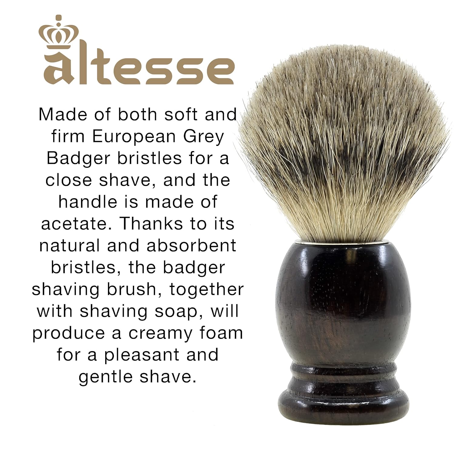 European Grey Badger Shaving Brush E524696