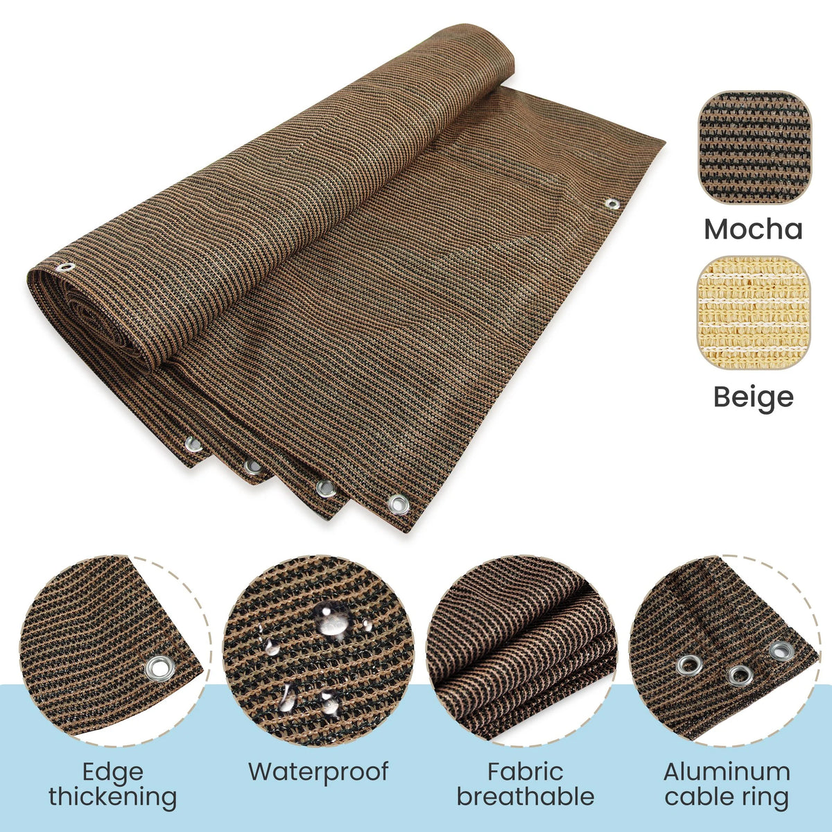 10 x 10 FT Mocha Shade Cloth Tarp C514449