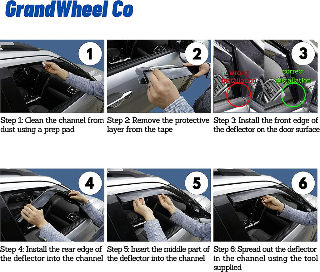 Smoke Tinted In-channel Side Window Vent Visor Deflectors Rain Guards 4pcs E5565