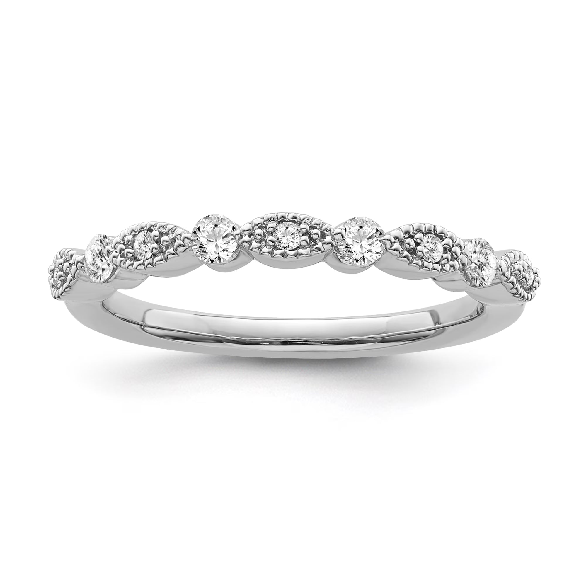 14K White Gold Diamond Stackable Band Ring, Size 8 R3450