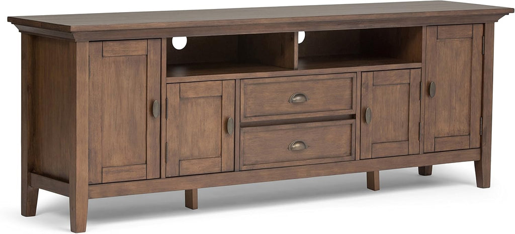72 inch Solid Wood TV Media Stand Farmhouse Grey I58977