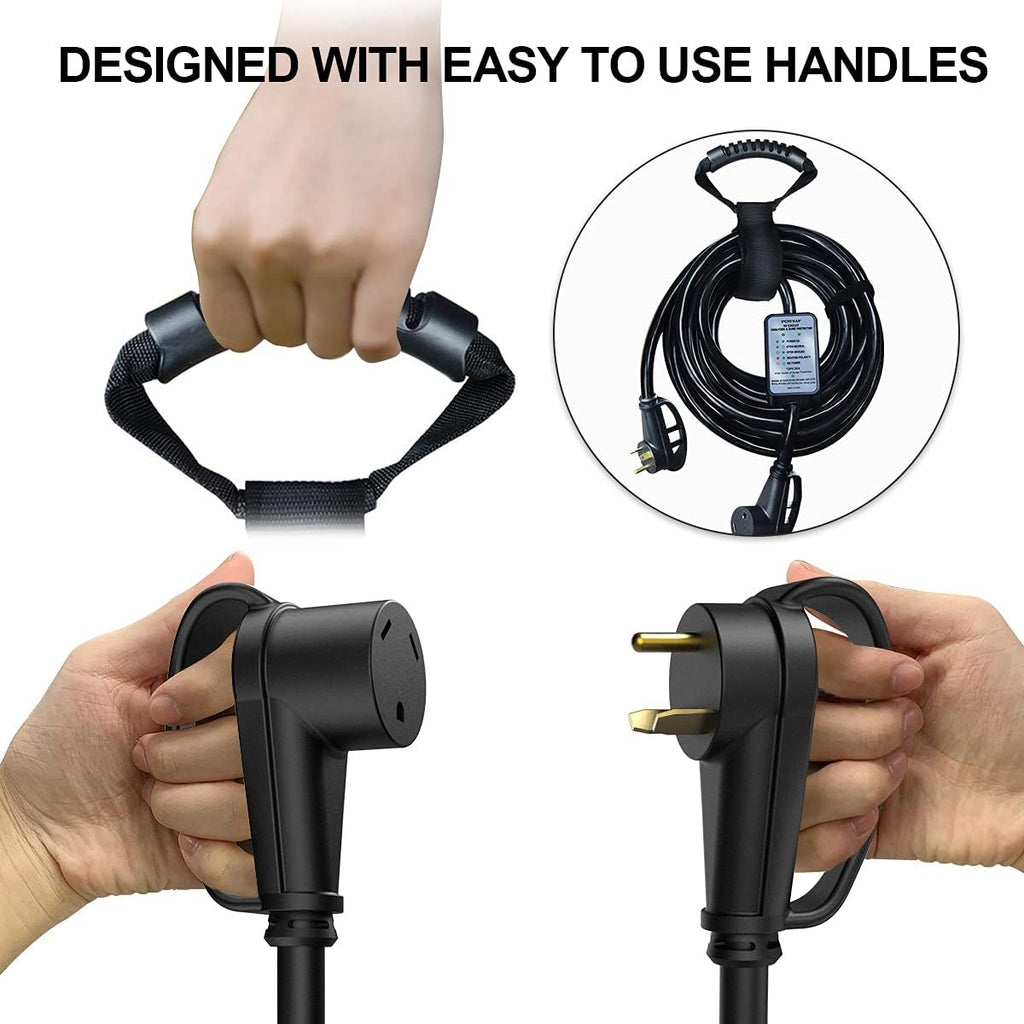 30 amp RV Extension Cord 25 FT Waterproof Surge Protector with Circuit Analyzer LED Indicator Light Y86070