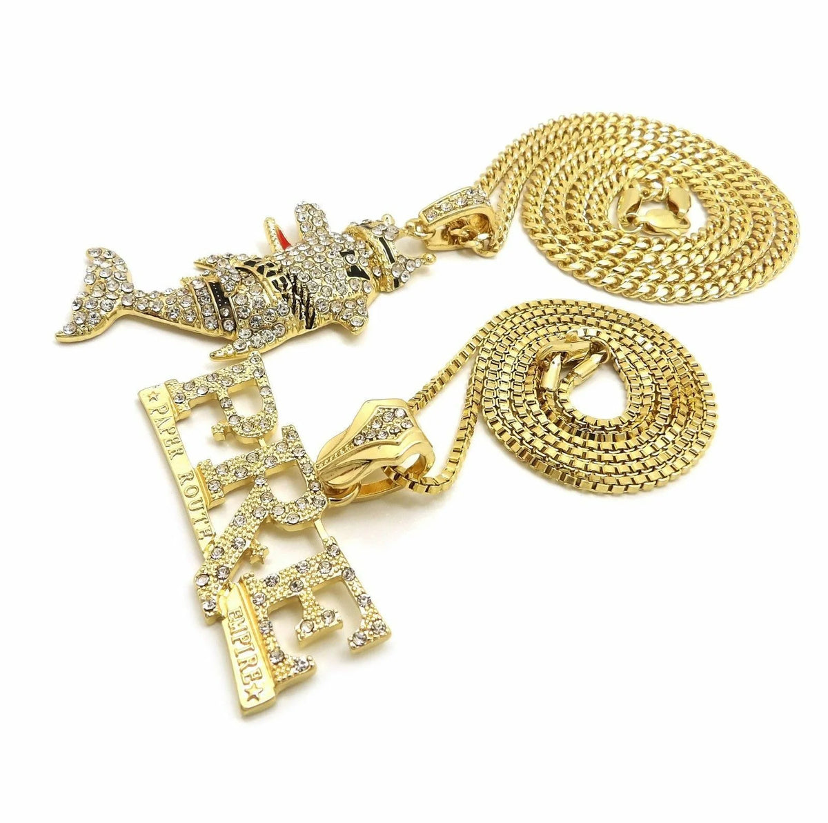 Iced Gold Plated Cubic Zirconia Pendant & Cuban Chain Necklace U55574