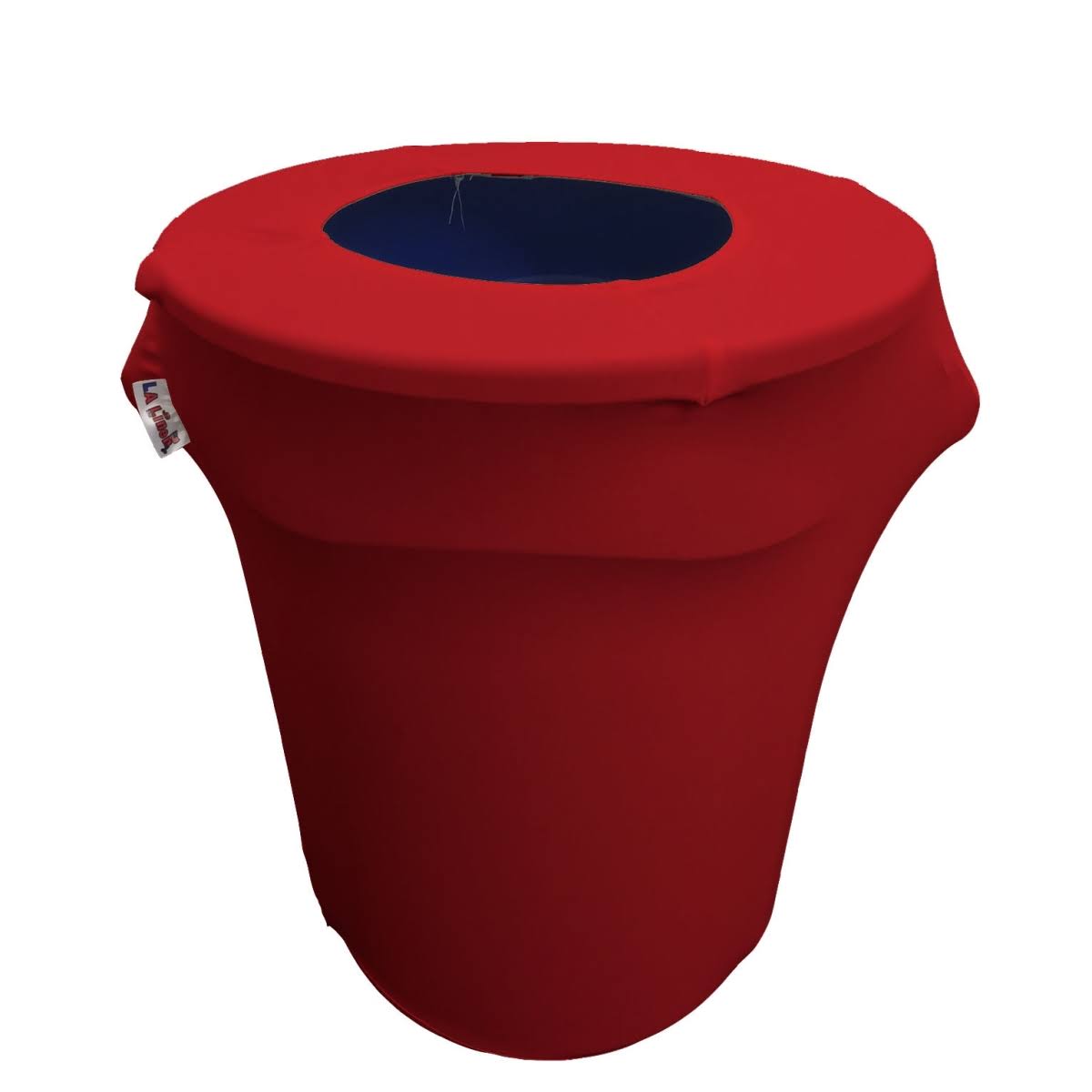 Red Stretch Spandex Trash Can Cover 32 Gal Round D649