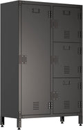 4 Door Black Steel Storage Cabinet with Vented Lockable Magnetic Doors J61118