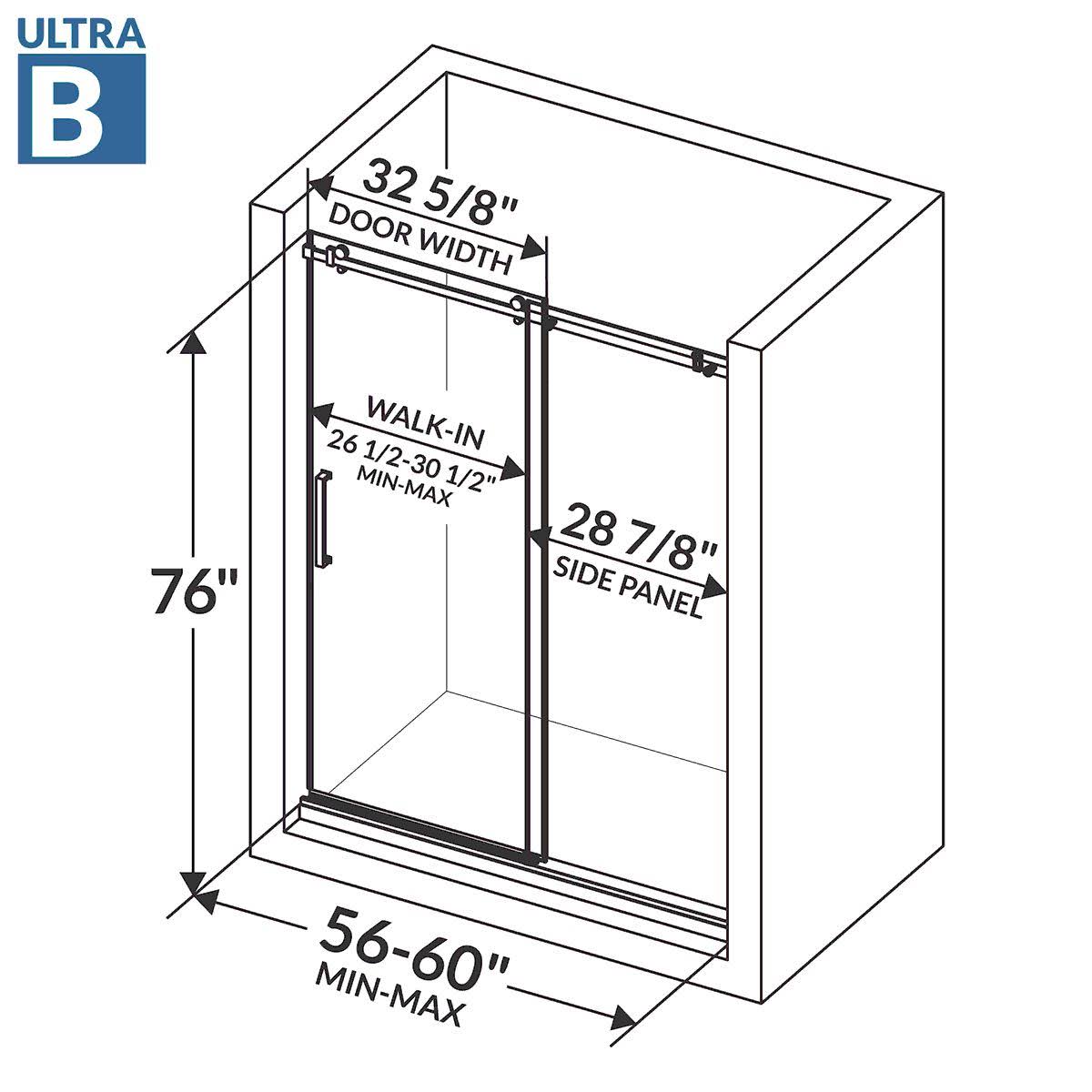 Chrome Sliding Shower Door with Stationary Panel K12006