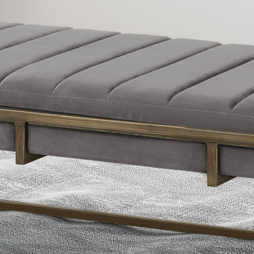 Navy Blue Velvet Ottoman Bench Q2087