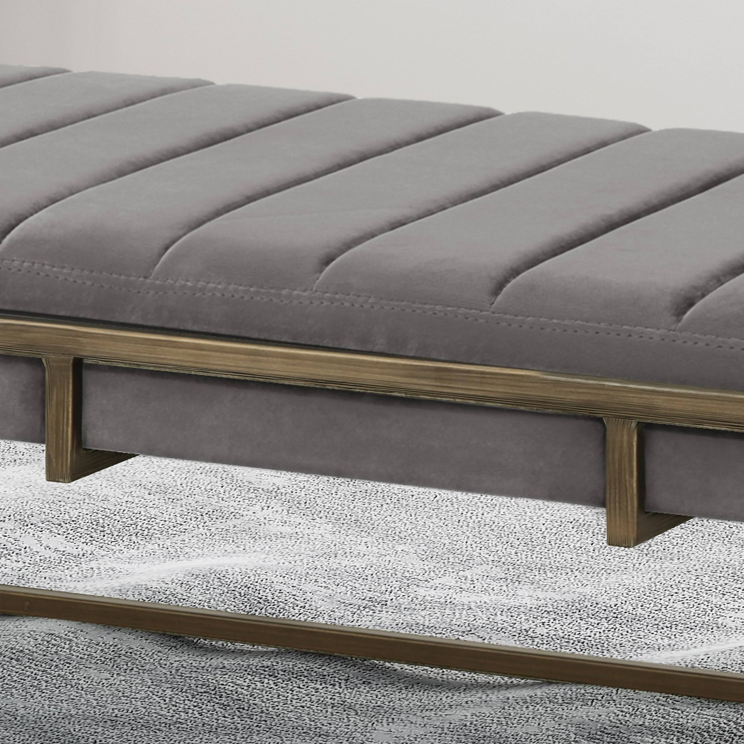 Navy Blue Velvet Ottoman Bench Q2087