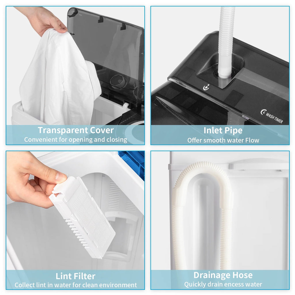 26lbs Twin Tube Washing Machine with Drain Pump P5308