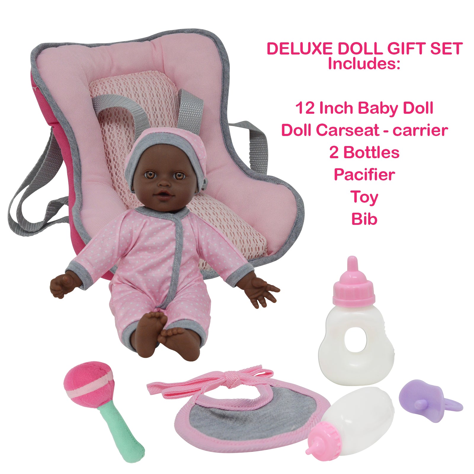 African American Doll Travel Playset with 12 inch Soft Body Doll F4841