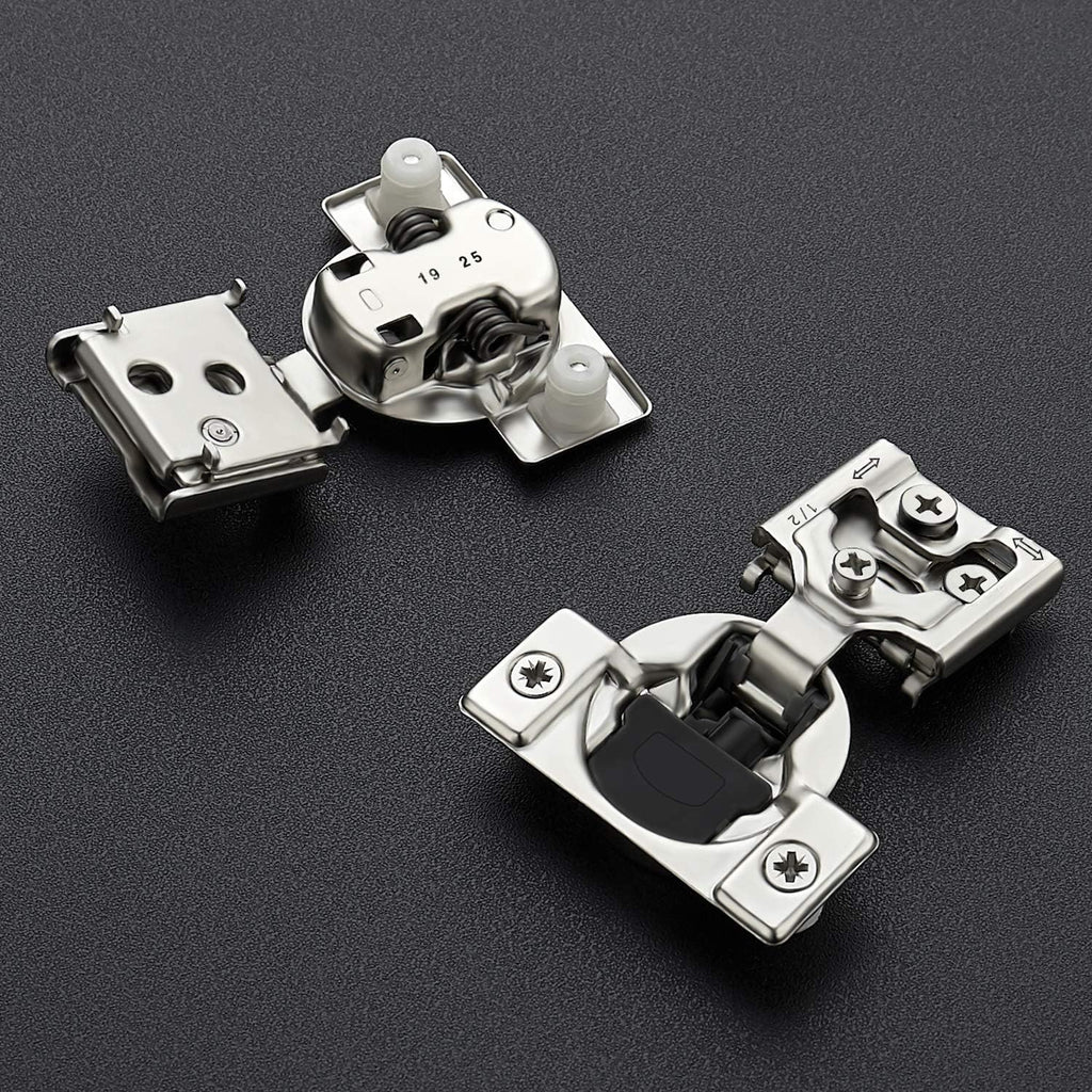 12 Pack 6 Pairs 1/2 inch Overlay Soft Close Satin Nickel Stainless Steel Concealed Hinges D45421