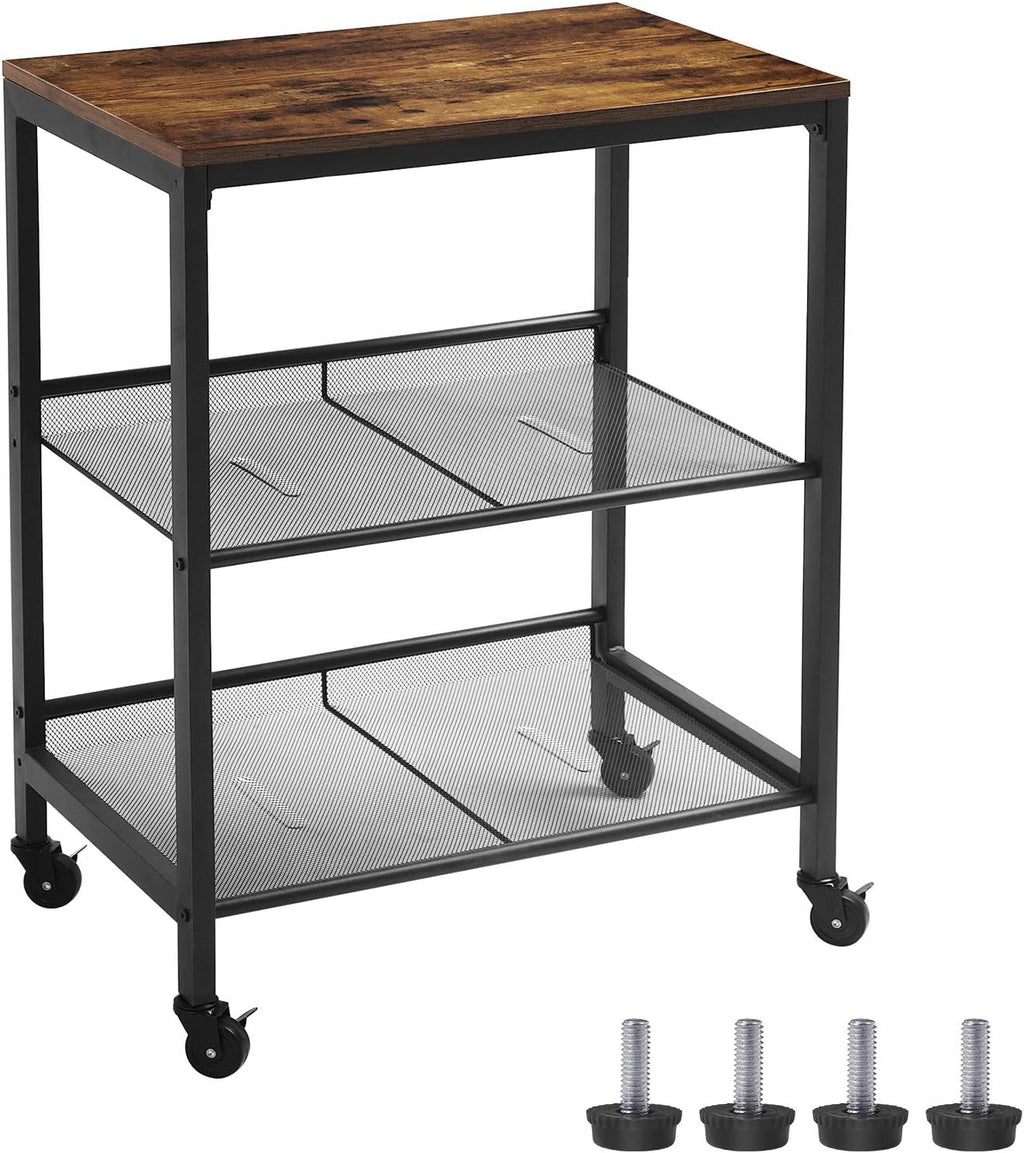 3-Tier Utility Cart on Wheels with Adjustable Feet J6844