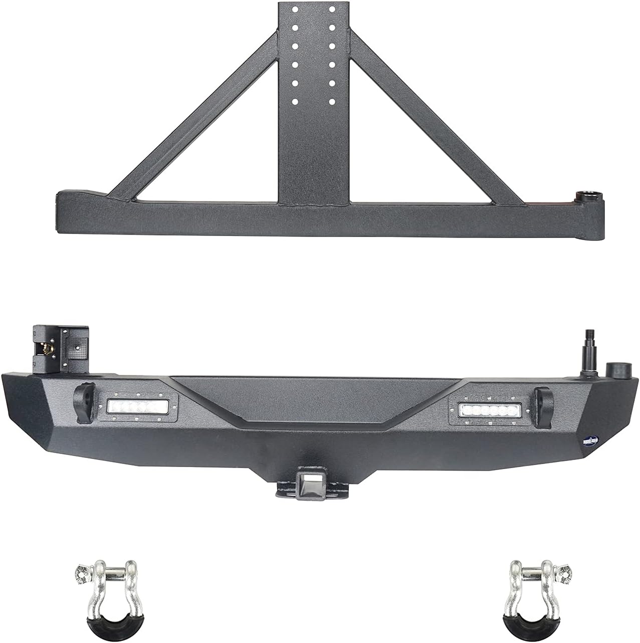 Solid Steel Rear Bumper with Spare Tire Carrier & LED Floodlights A916309