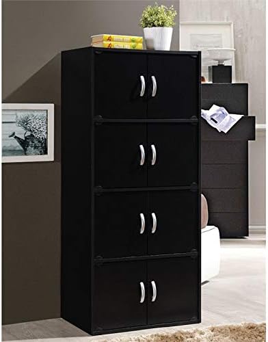 4 Shelf 8 Door Bookcase in Black B7212