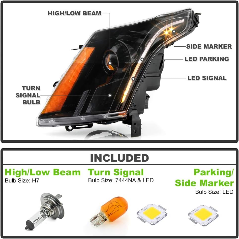 Black Housing Projector Headlights with LED Tube B756055