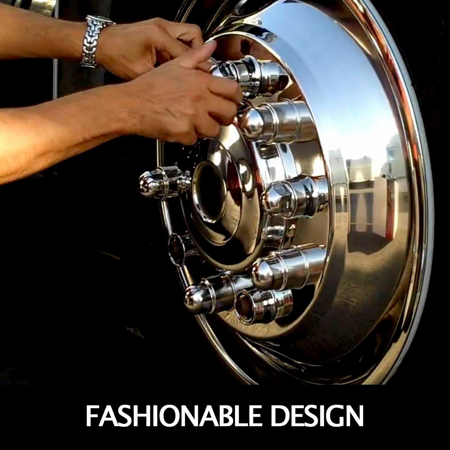 Stainless Steel 19.5 Inch 10 Lug Wheel Simulator 4PCS Hubcap Kit W3216