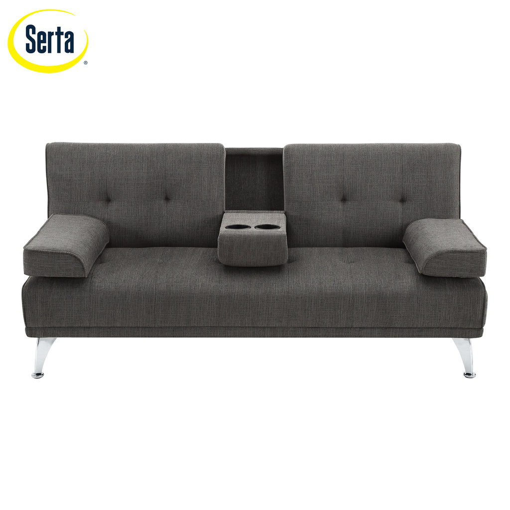 Charcoal Gray Fabric Indoor Sectional Sofa with Chaise I52496