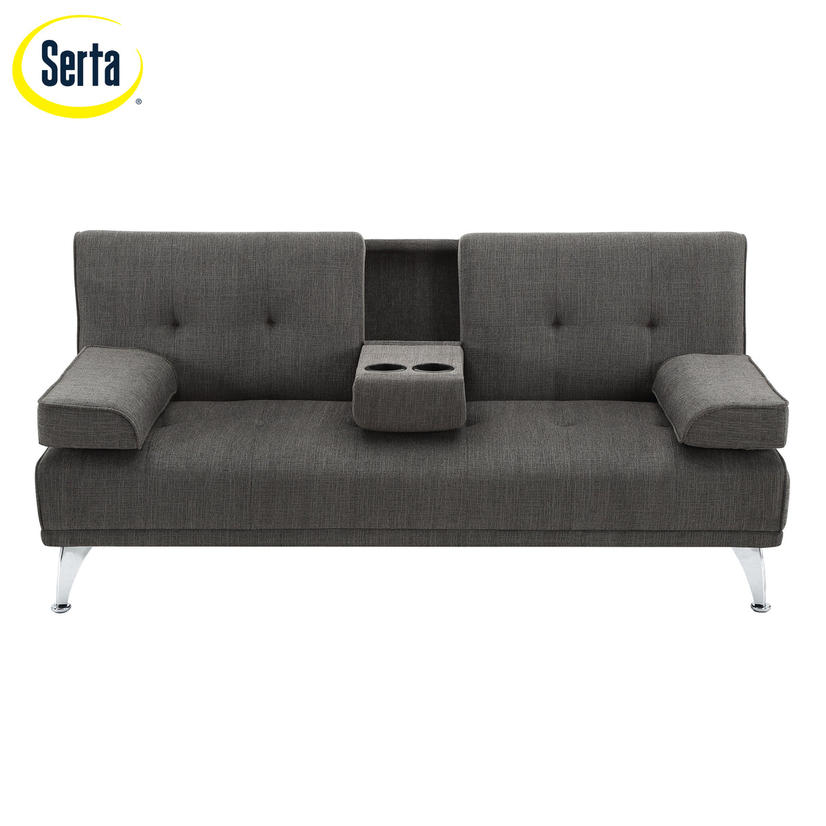 Charcoal Gray Fabric Indoor Sectional Sofa with Chaise I52496