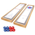 2-in-1 Solid Wood Mini Shuffleboard and Curling Tabletop Game Board Set with 8 Rollers E855