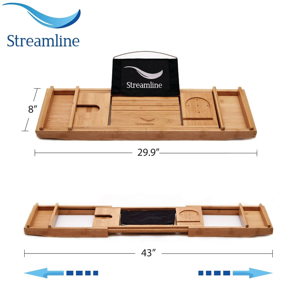 Clawfoot Tub and Tray with External Drain, Black P9449
