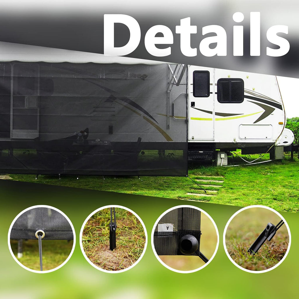 Black Mesh RV Awning Sun Shade 7'x15'2 E94480