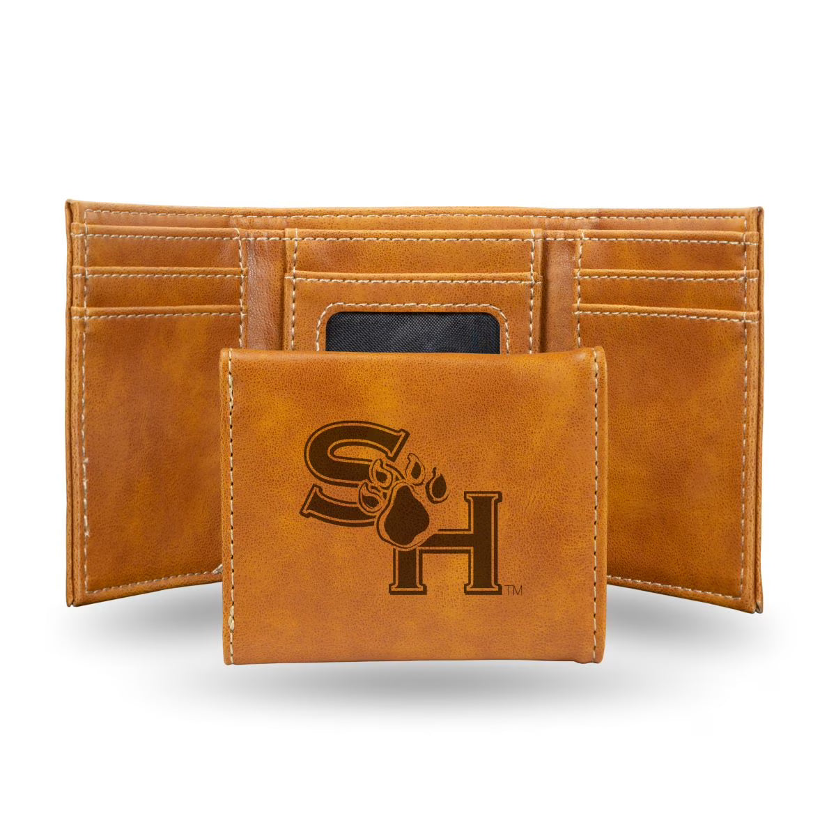 Brown Trifold Wallet with Clear ID Window F2468
