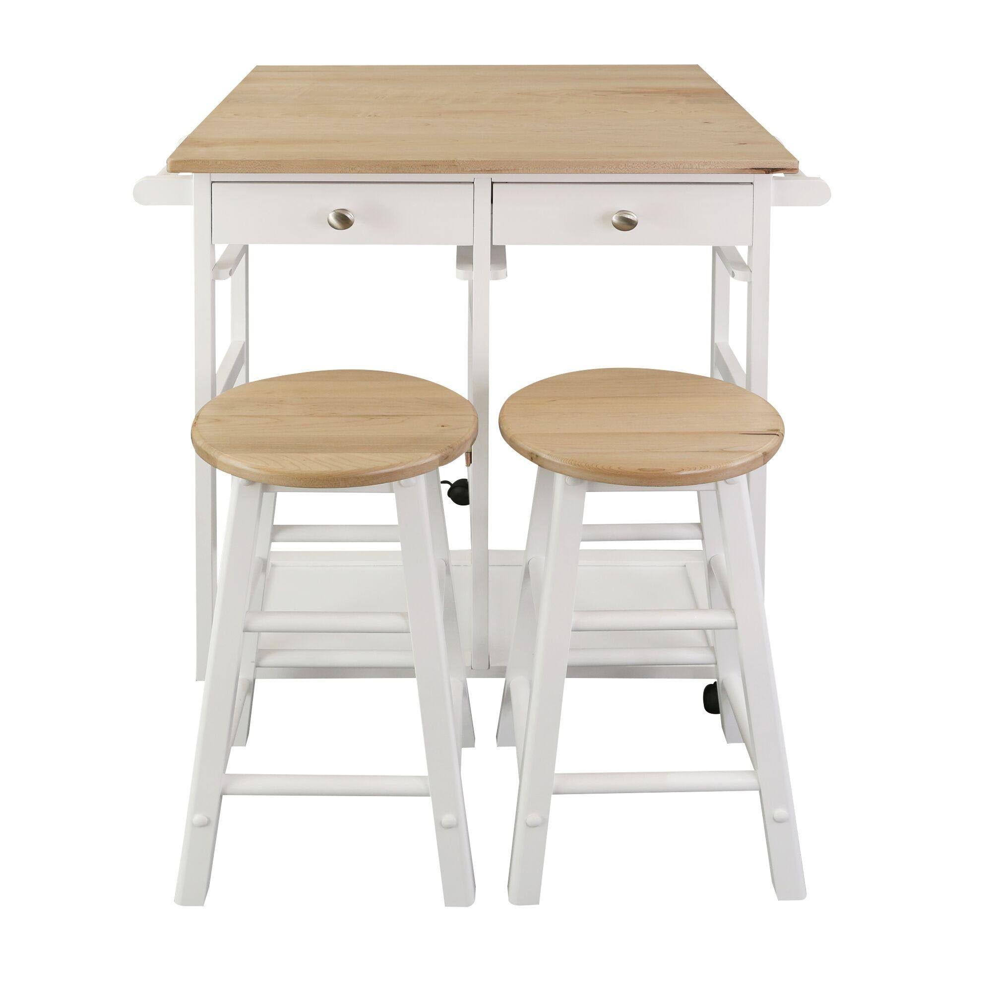 White Square Breakfast Cart with Drop-Leaf Table M748684