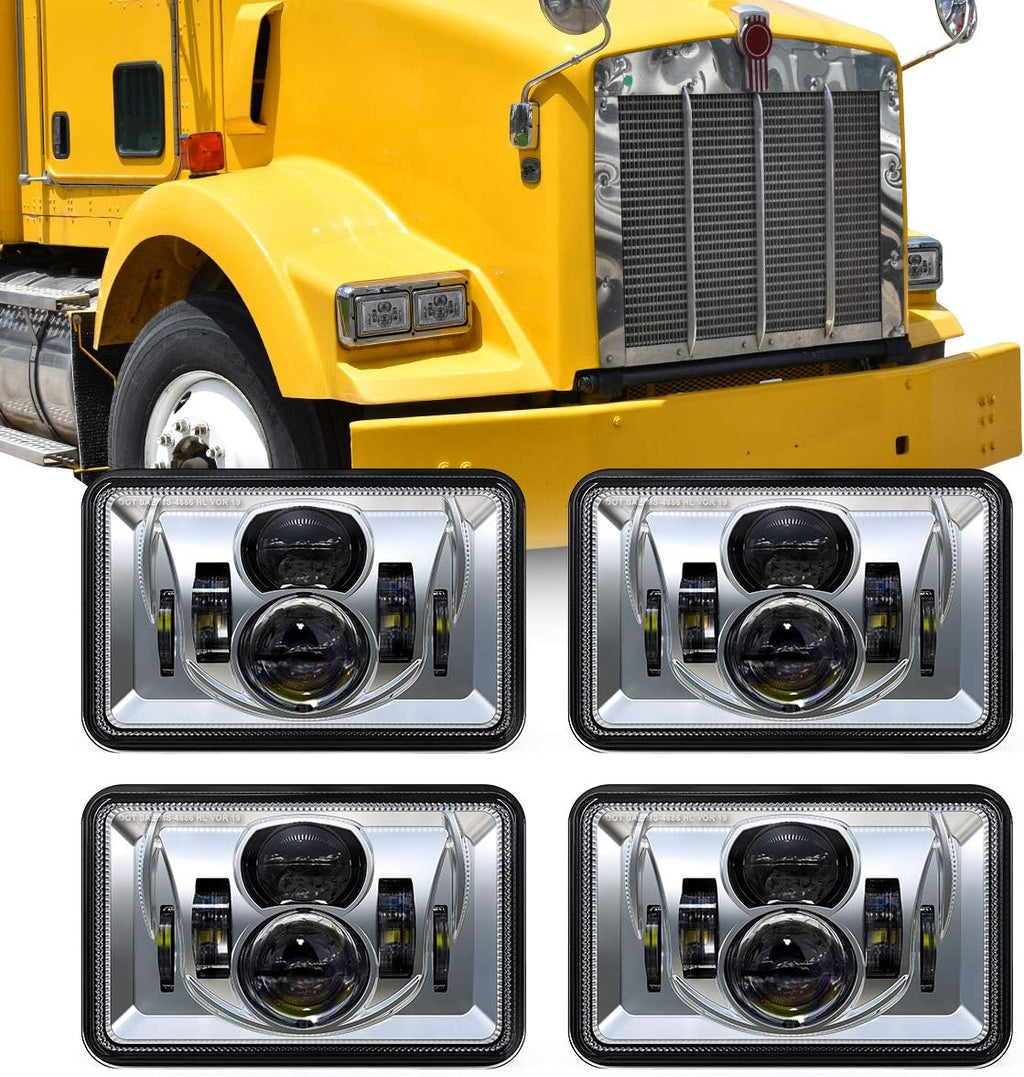 4x6 Inch LED Headlights 4 PCS 60W 14400LM Rectangular T61675