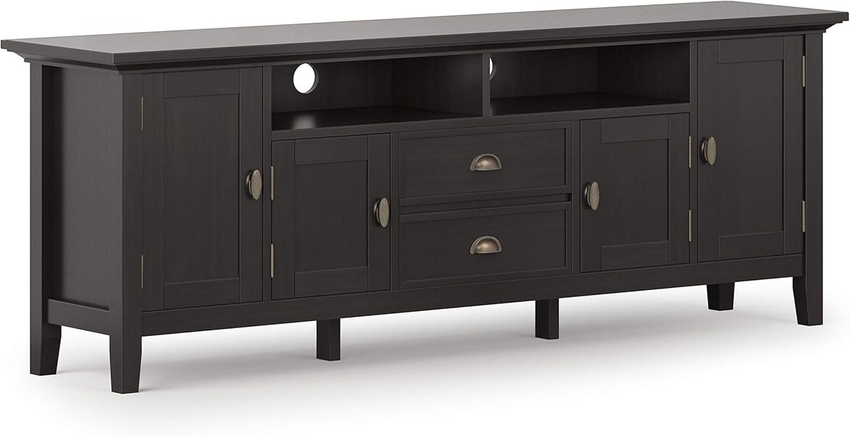 72 inch Solid Wood TV Media Stand Farmhouse Grey I58977