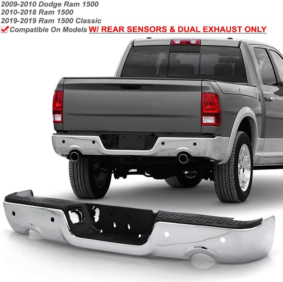 Chrome Steel Rear Step Bumper for Dodge Ram 1500 X83004