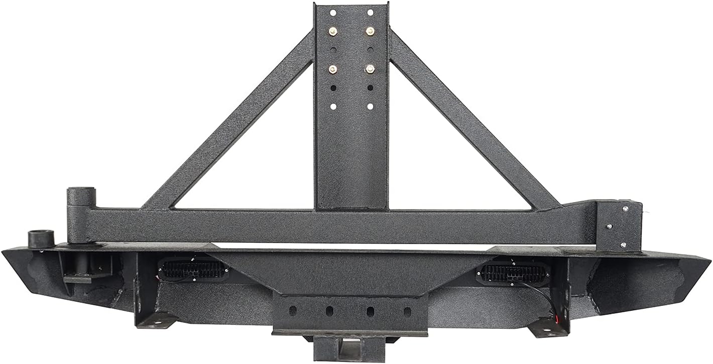 Solid Steel Rear Bumper with Spare Tire Carrier & LED Floodlights A916309