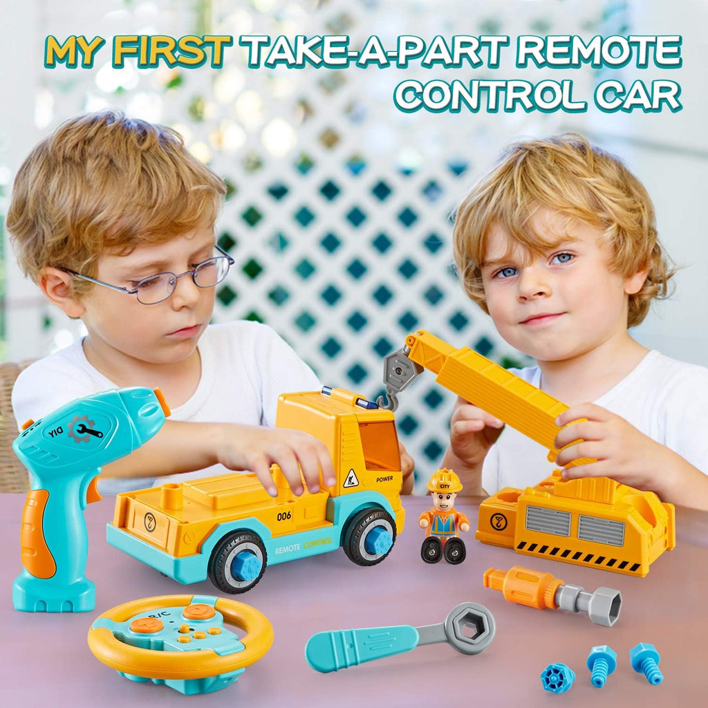 Take Apart Car STEM Toy Building Set with Electric Toy Drill and Remote Control Construction Vehicle Y49354