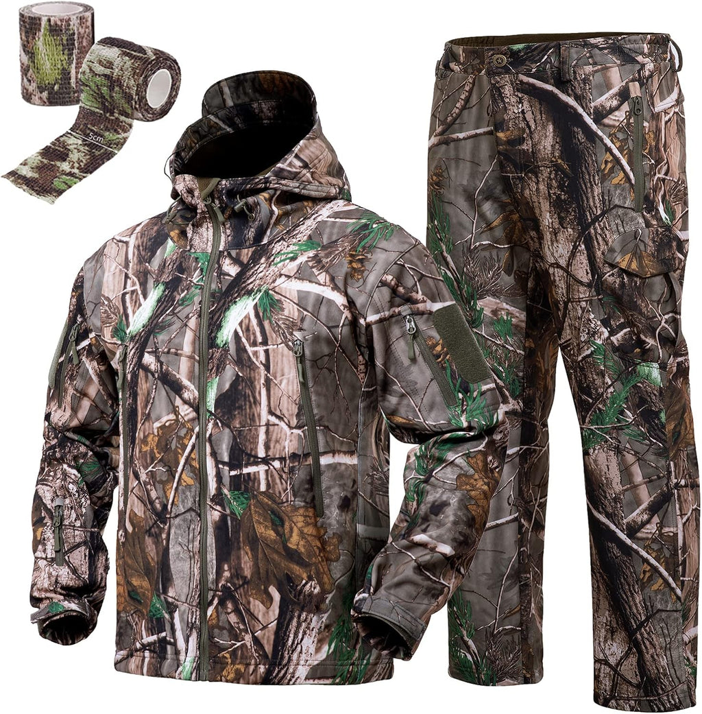 Camouflage Hunting Hoodie Jacket and Pants Windproof Coat J2331