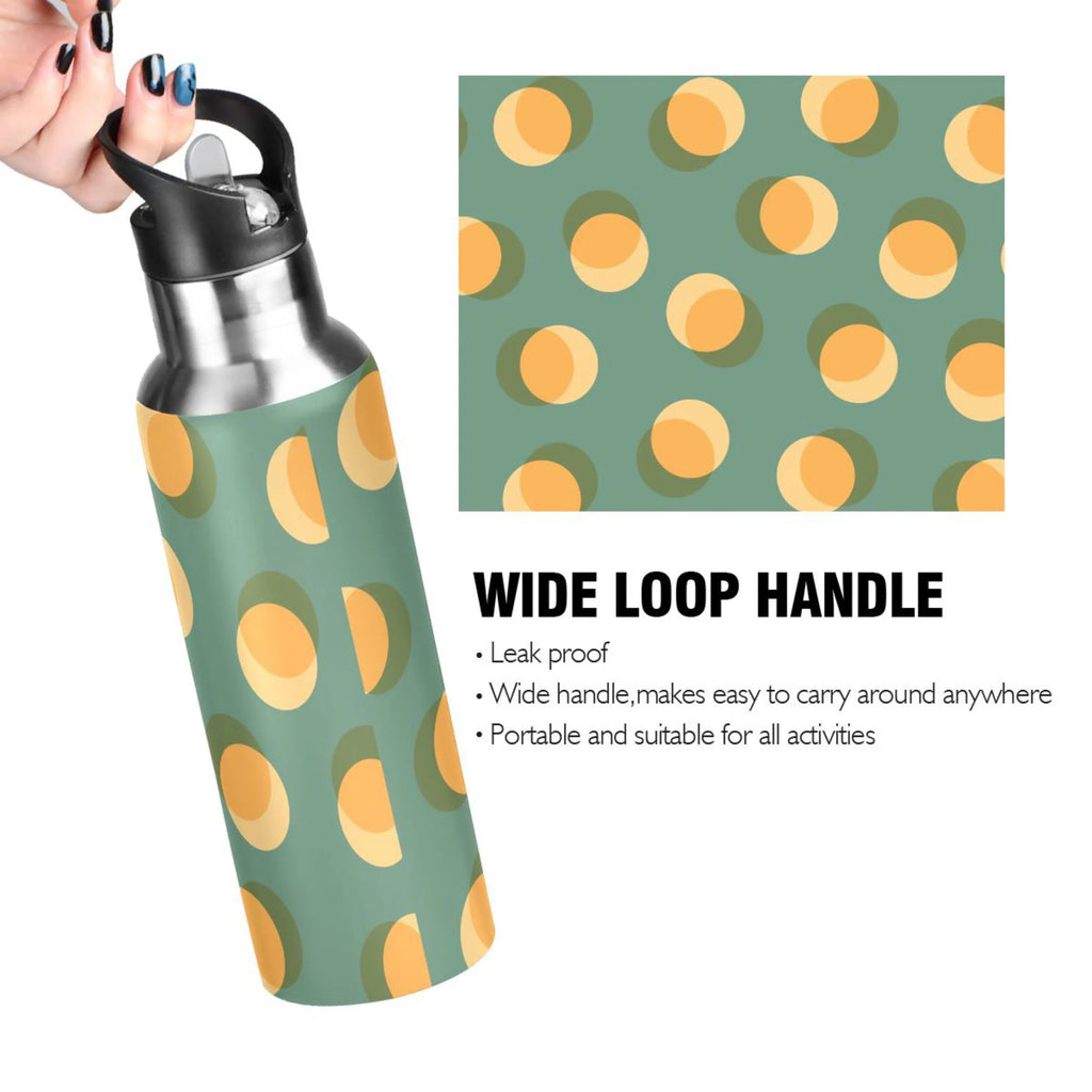 Yellow Green Polka Dot Stainless Steel Insulated Water Bottle with Straw Lid X8927