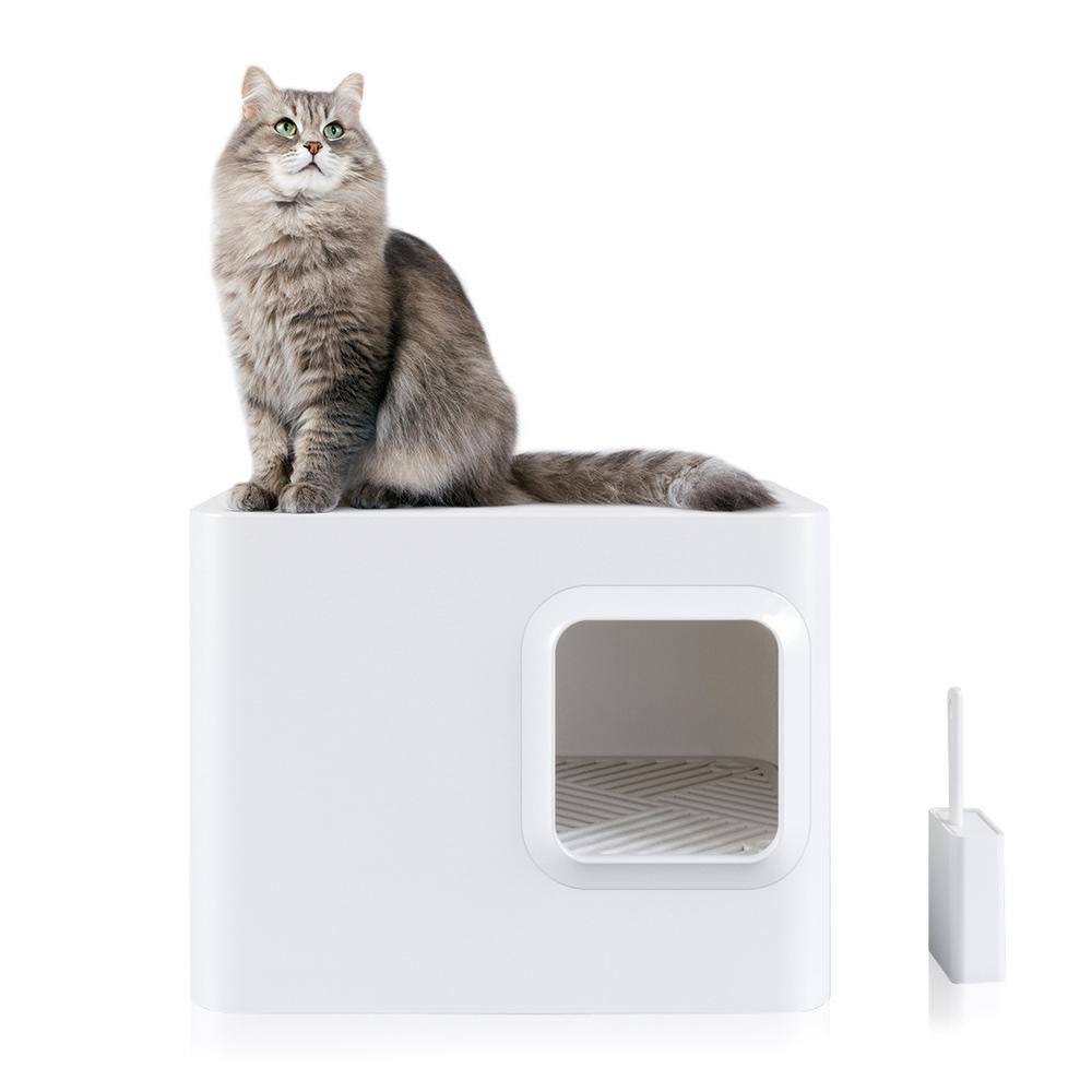Cloud White Enclosed Cat Litter Box X55193