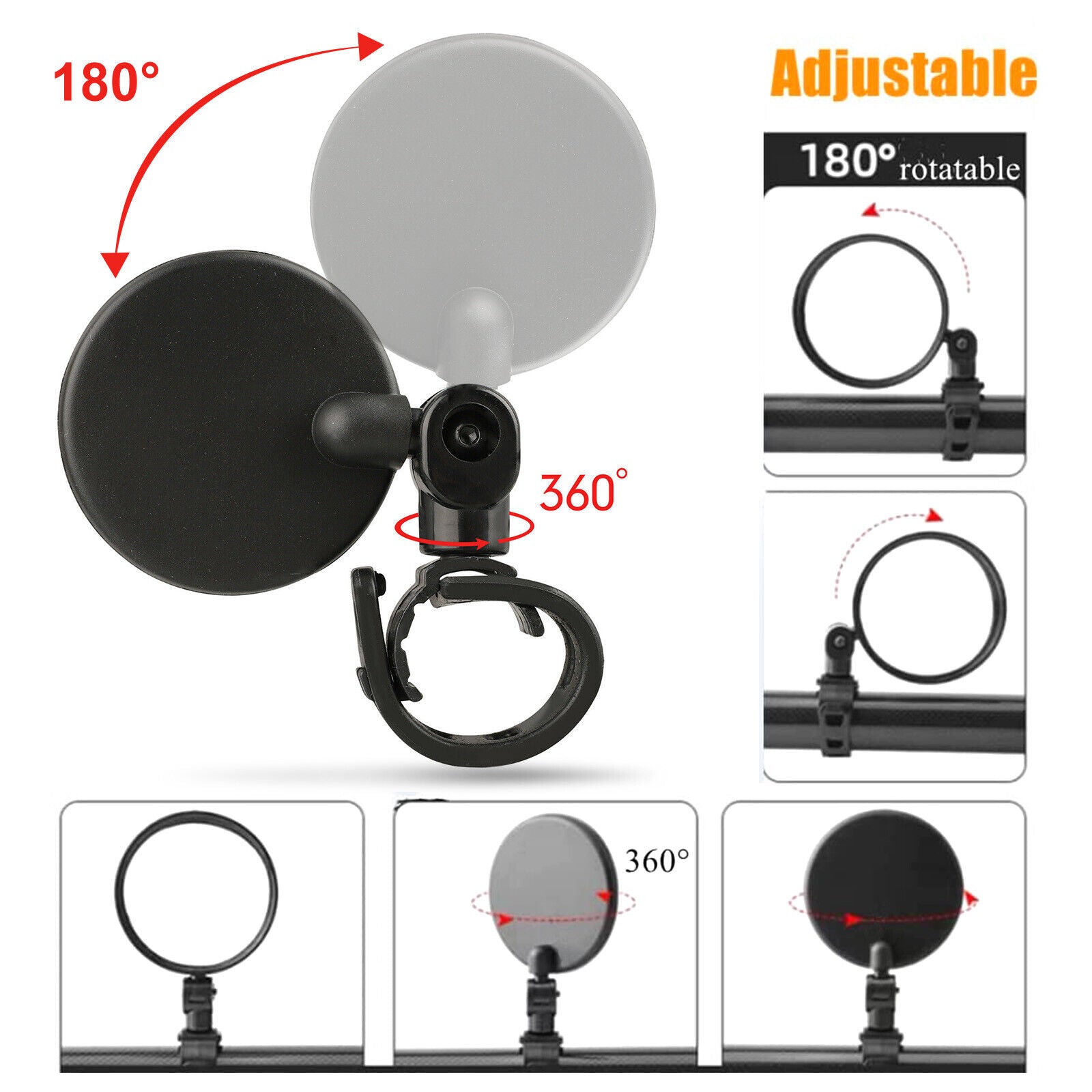 2Pcs Mini Bicycle Rotaty Handlebar Glass Cycling Rear View Mirror H7884