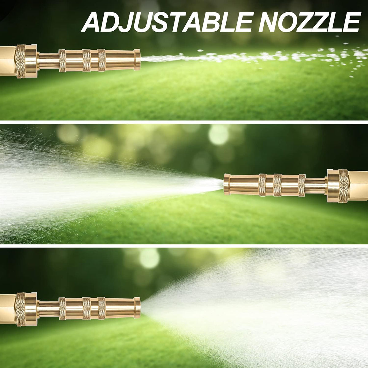 Steel Metal Garden Hose 100FT Heavy Duty Lightweight 304 Stainless Steel Water Hose with Brass Nozzle, Silver Pack of 2 V44908