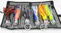 Fishing Lure Set of 6 Saltwater Skirted Lures with Black Bag W434941